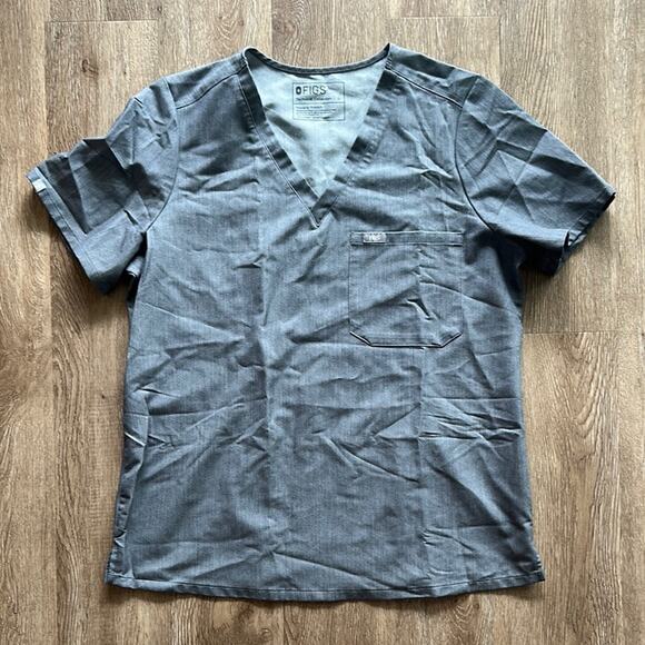 Figs Catarina One-Pocket Graphite Short Sleeve Scrub Top Large Hospital Nursing - Picture 1 of 4